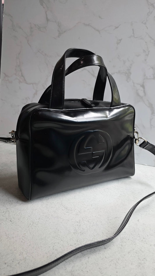Gucci Black Patent Leather 2way Handbag - G0614