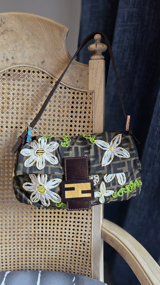 Fendi Baguette Zucca Print w Floral Design - G0510