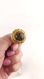 Chanel Gold Tone Tiger Eye Clip-on Earrings - G0752