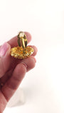 Chanel Gold Tone Tiger Eye Clip-on Earrings - G0752