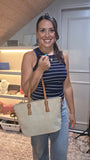 Salvatore Ferragamo Beige Suede Tote Bag - G0750