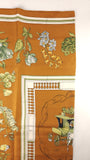 Hermes Carre 90 "Quai Aux Fleurs" Brown Silk Scarf - 3801