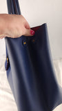 Prada Blue Saffiano Leather Double Tote Bag - R0014