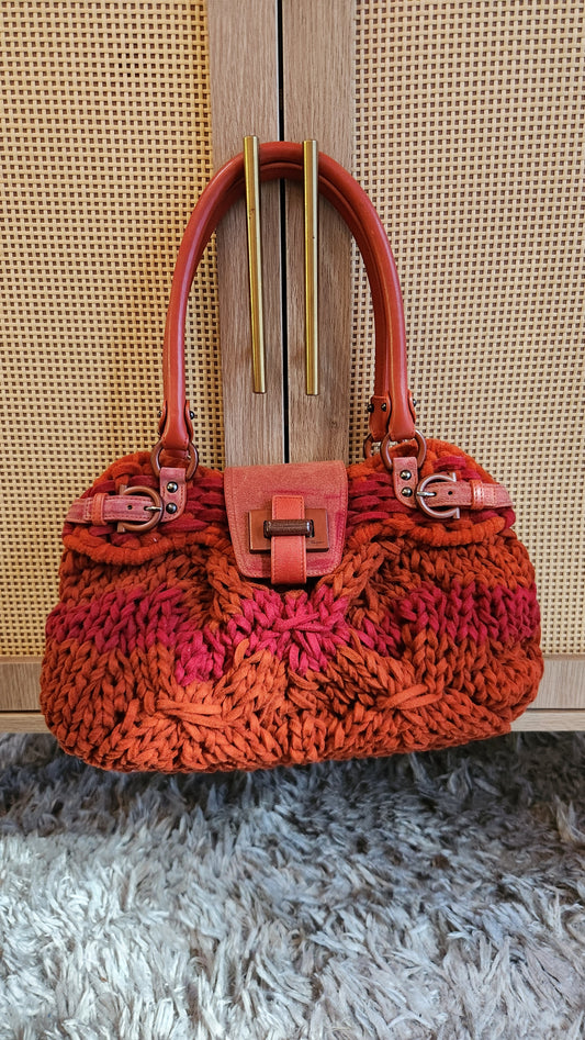 Salvatore Ferragamo Orange/Red Knit Hand Bag - 3769