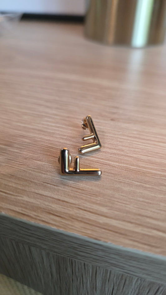 Fendi Gold Tone F Stud Earrings - 3846