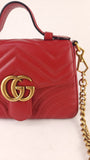 Gucci Marmont Red Leather Top Handle 2way Bag - R0006