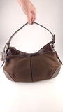 Celine Brown Canvas/Embossed Leather Shoulder Bag - R0340