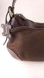 Celine Brown Canvas/Embossed Leather Shoulder Bag - R0340