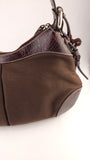 Celine Brown Canvas/Embossed Leather Shoulder Bag - R0340