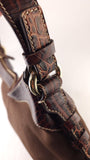 Celine Brown Canvas/Embossed Leather Shoulder Bag - R0340