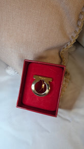 Salvatore Ferragamo Gancini Gold Tone Scarf Ring - 3057