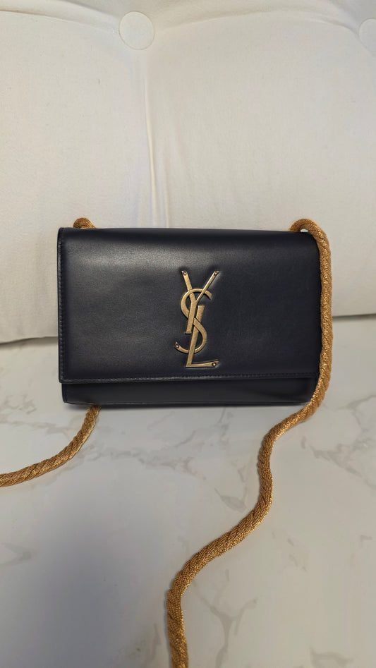 YSL Navy Leather Small Kate Shoulder Bag - 3237
