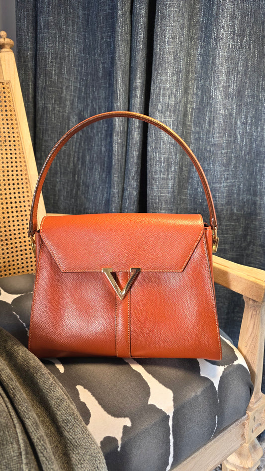 Valentino Brown Leather 2way Hand Bag - 3485