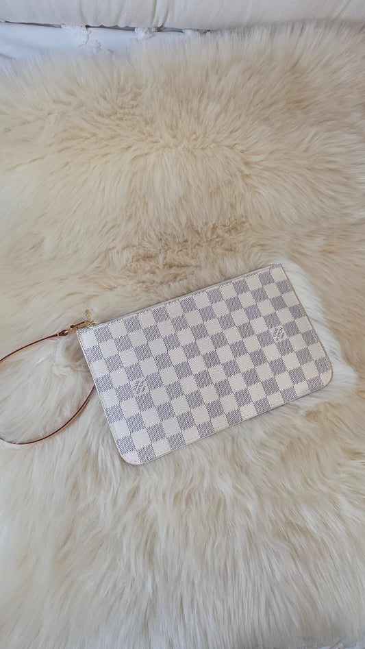 Louis Vuitton Damier Azur Neverfull MM Pochette Wristlet - G0336