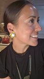 Chanel Gold Tone CC Flower w/White Enamel Clip-On Earrings - G0605