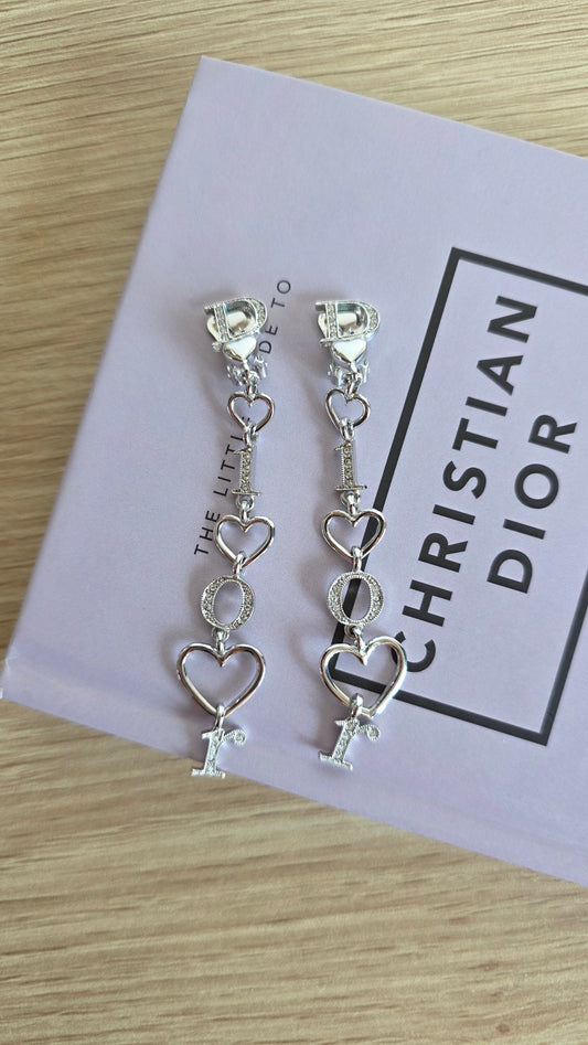 Christian Dior D-I-O-R Drop Silver Tone Clip-on Earrings - G0291