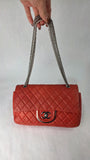 Chanel Matelasse Red Lambskin Double Flap Shoulder Bag - G0465
