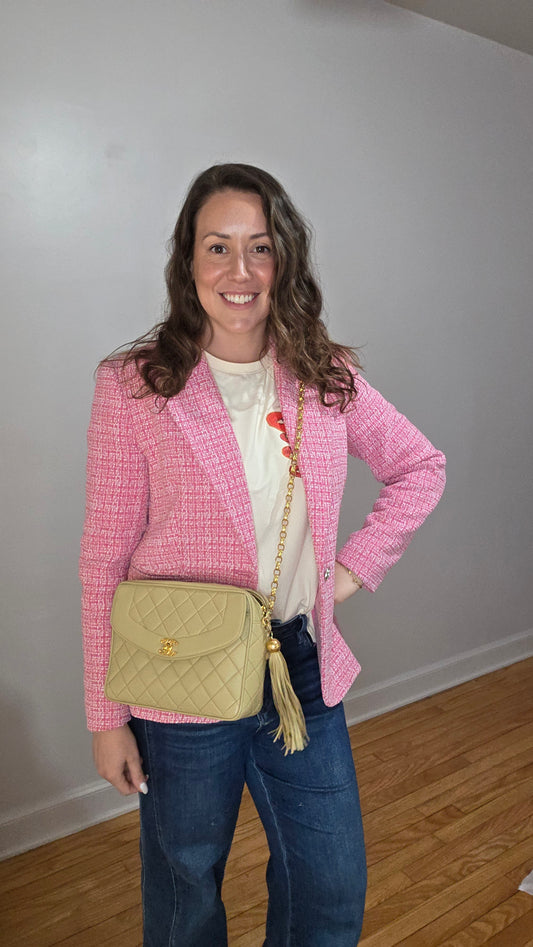 Chanel Matelasse Beige Lambskin Chain Shoulder Bag - 3216