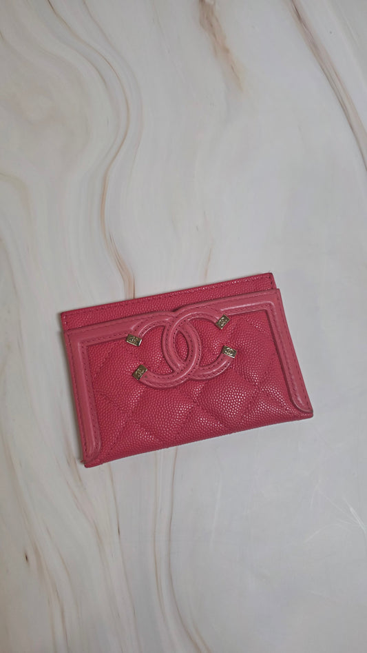 Chanel Pink Leather Card Holder - G0293