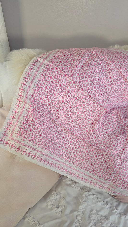 Louis Vuitton Pink & Cream Murakami Silk Scarf - 3315