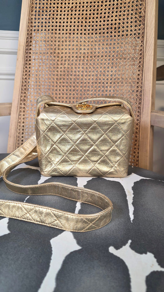 Chanel Matelasse Gold Lambskin Shoulder Bag - 3490
