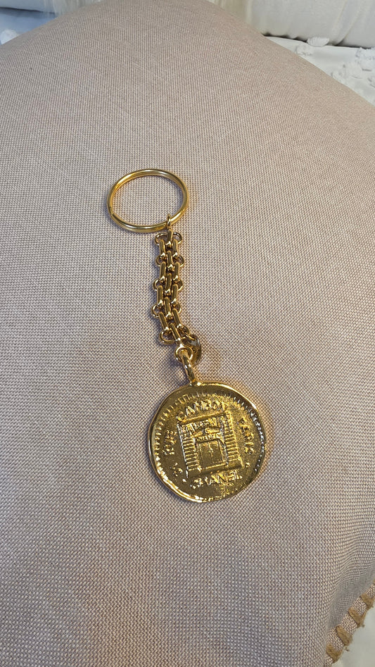 Chanel Gold Tone Cambon Logo Key Ring - 3329