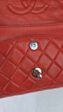Chanel Matelasse Red Lambskin Double Flap Shoulder Bag - G0465