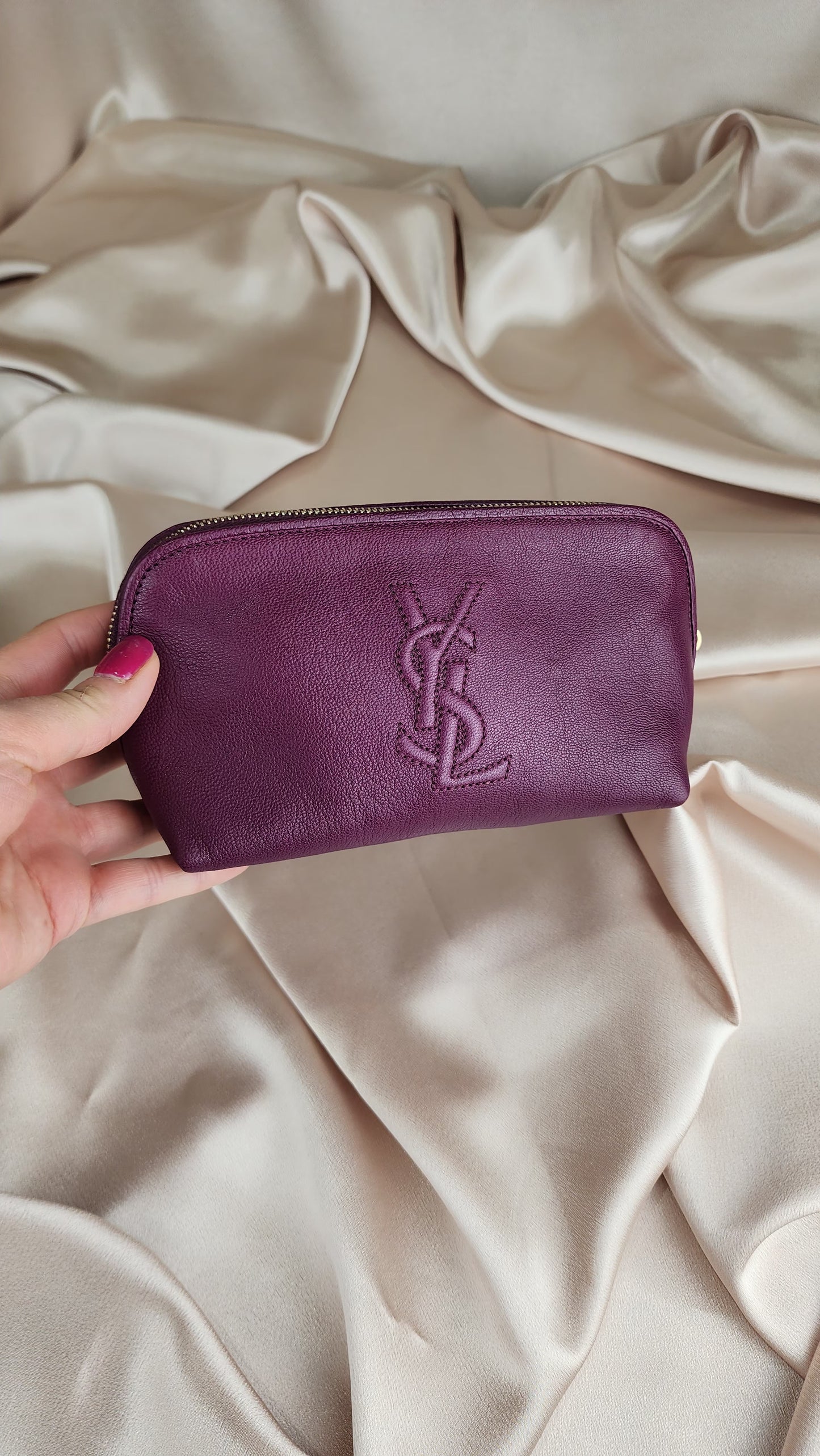 YSL Purple Leather Pouch