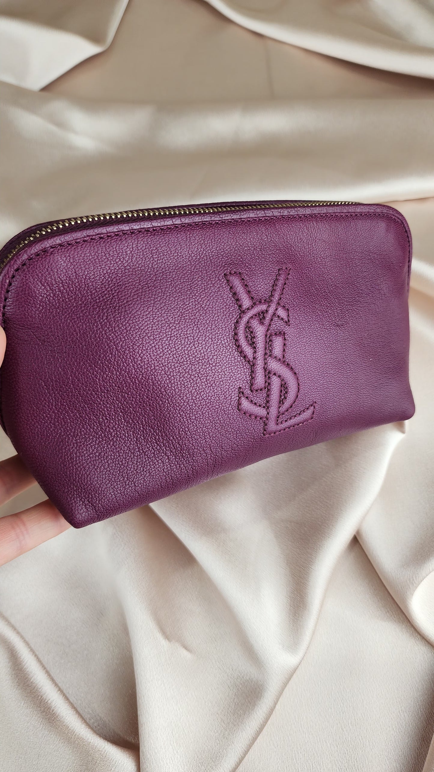 YSL Purple Leather Pouch