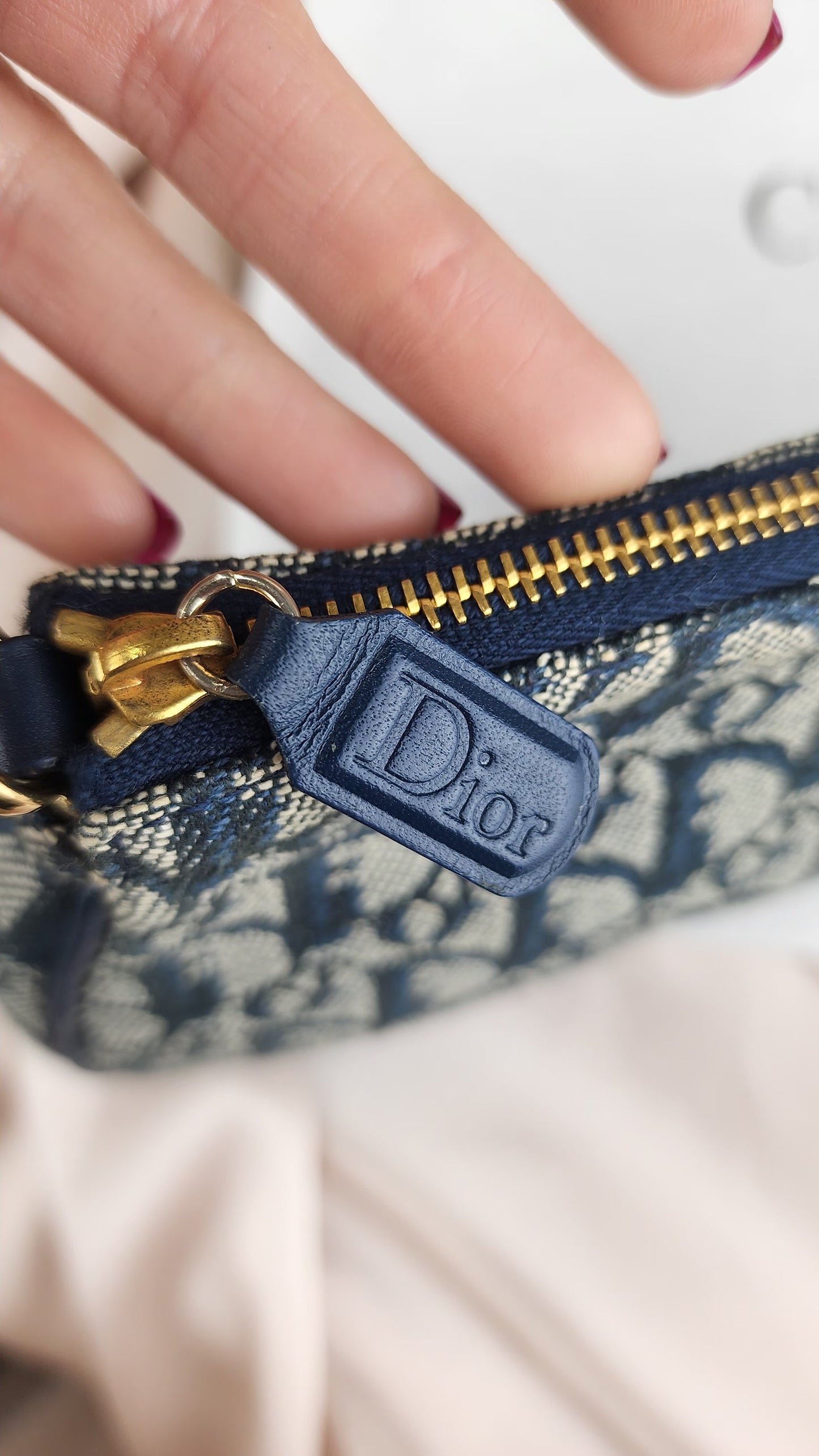 Christian Dior Navy Trotter Saddle Bag