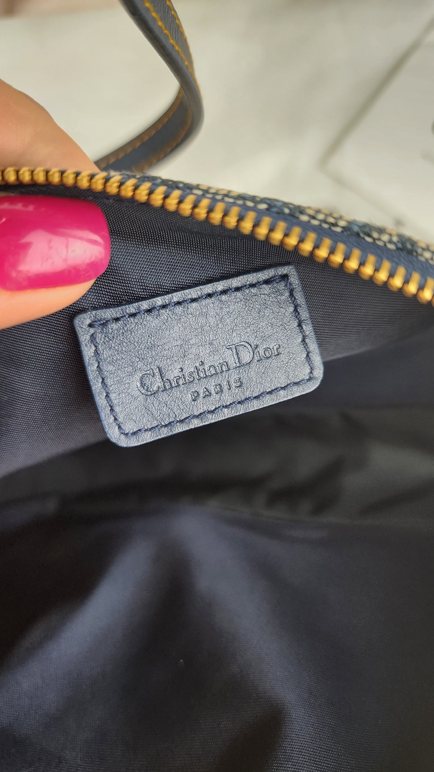 Christian Dior Navy Trotter Saddle Bag