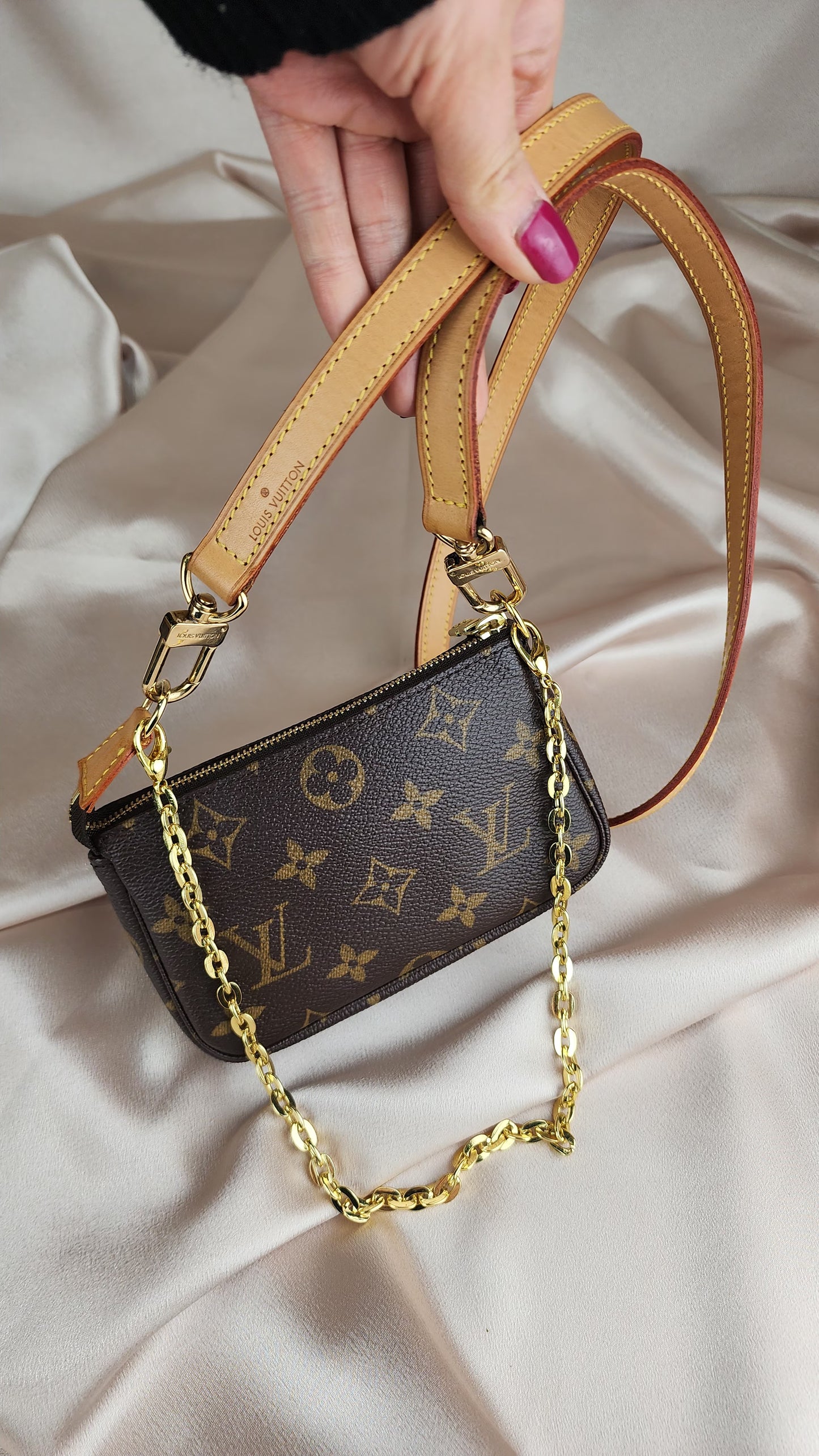 Louis Vuitton Mini Pochette with off market chain