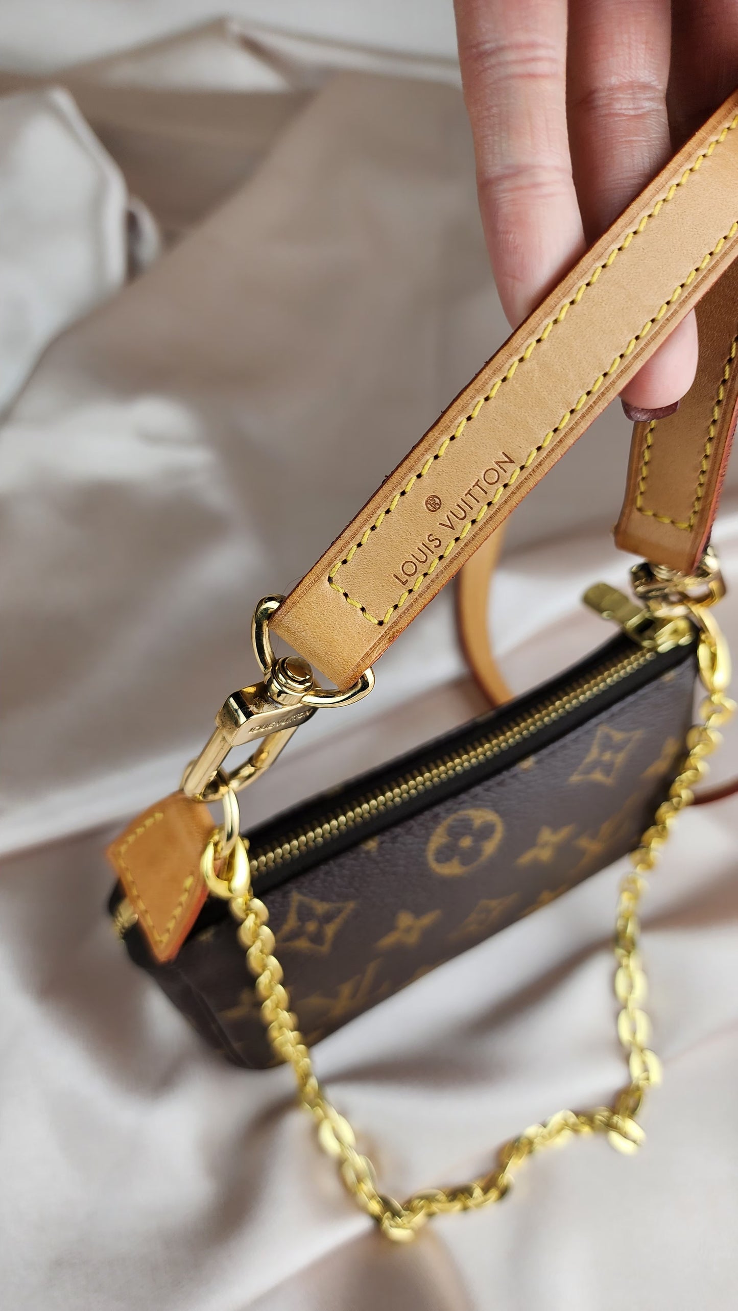 Louis Vuitton Mini Pochette with off market chain