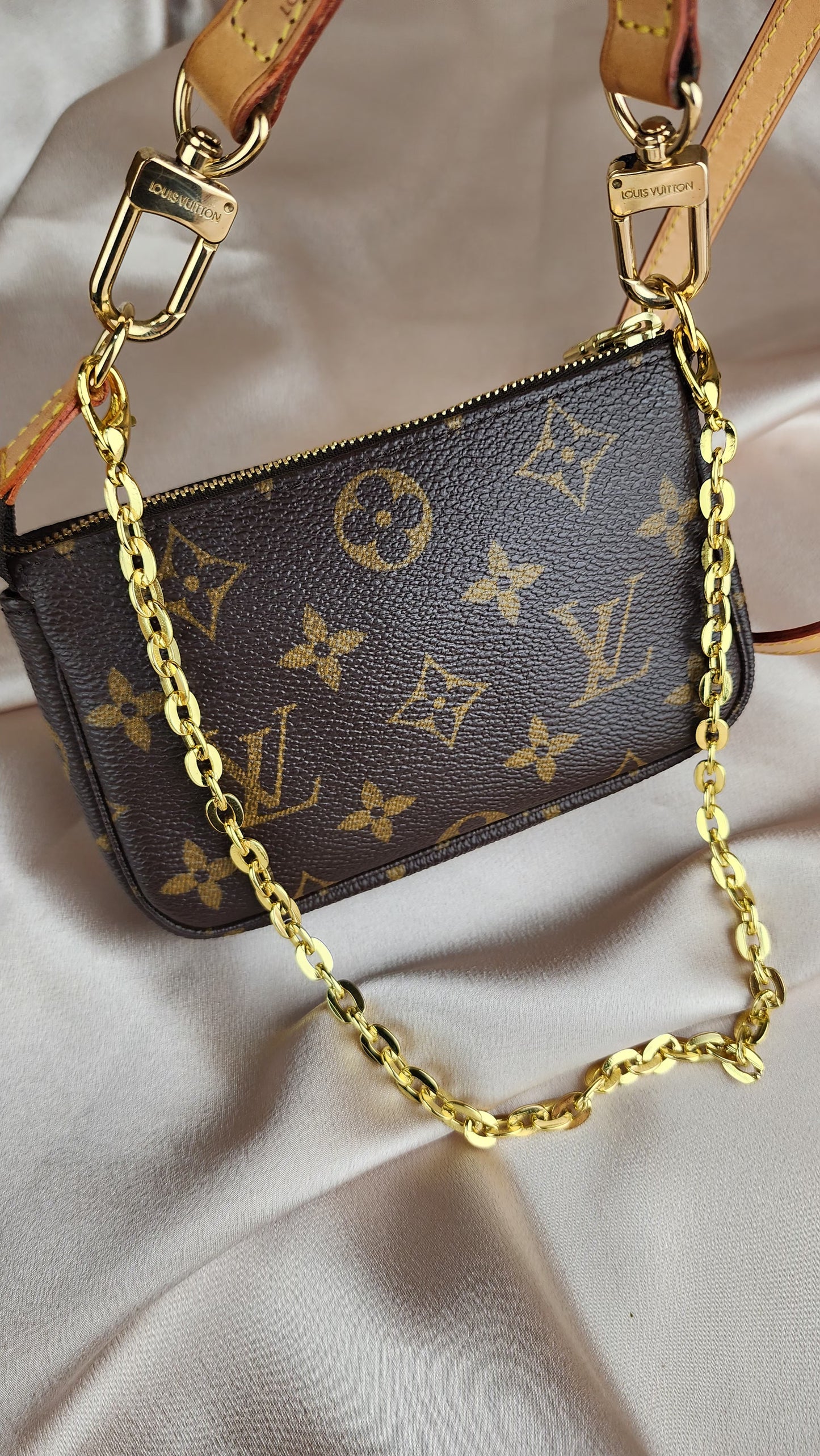 Louis Vuitton Mini Pochette with off market chain