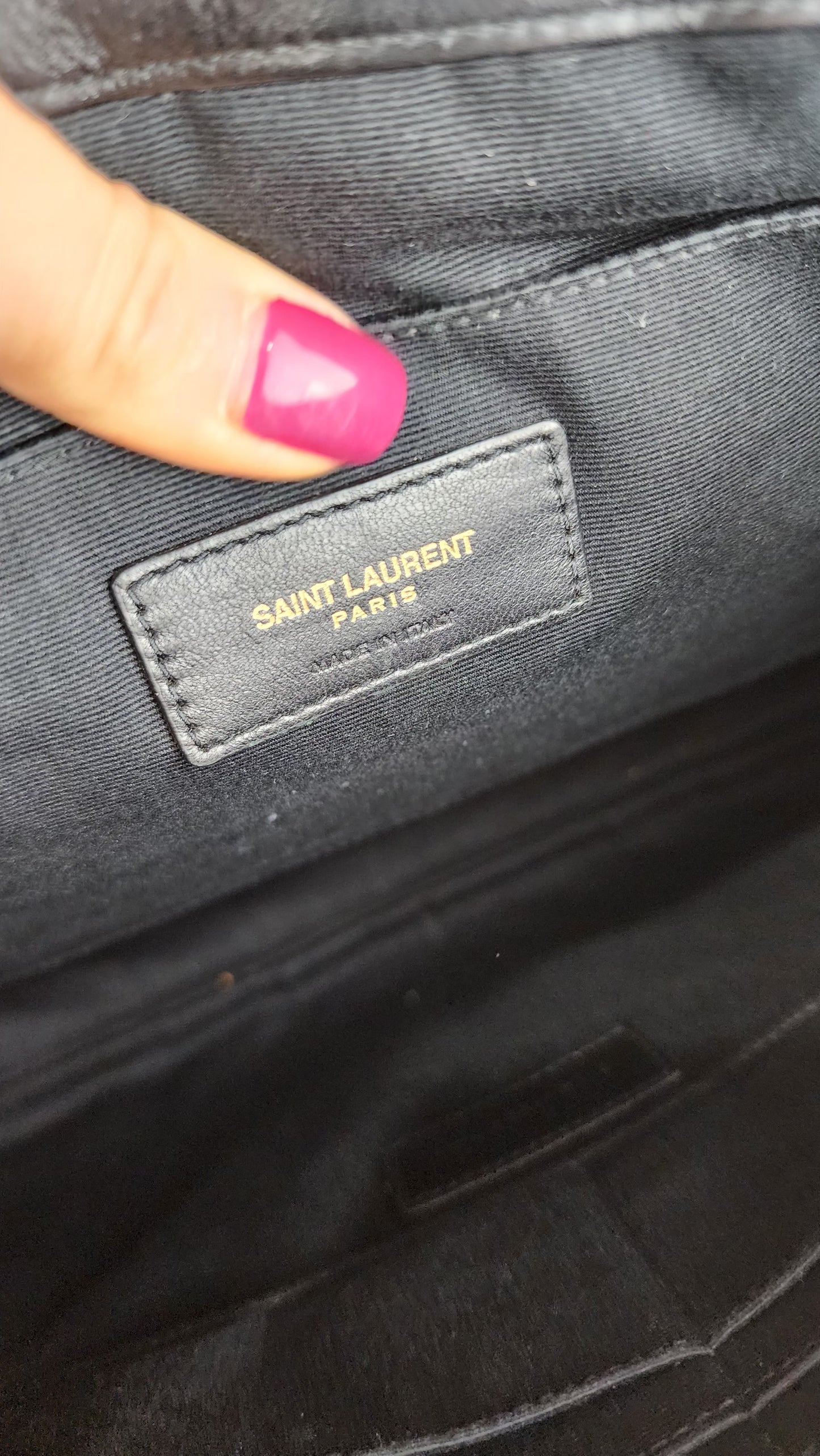 YSL V Stitch Large Leather Clutch