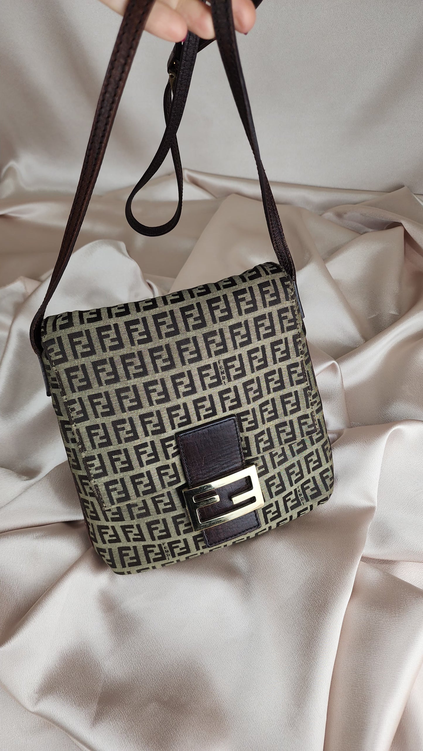 Fendi Zucchino Print Mama Baguette Crossbody Bag