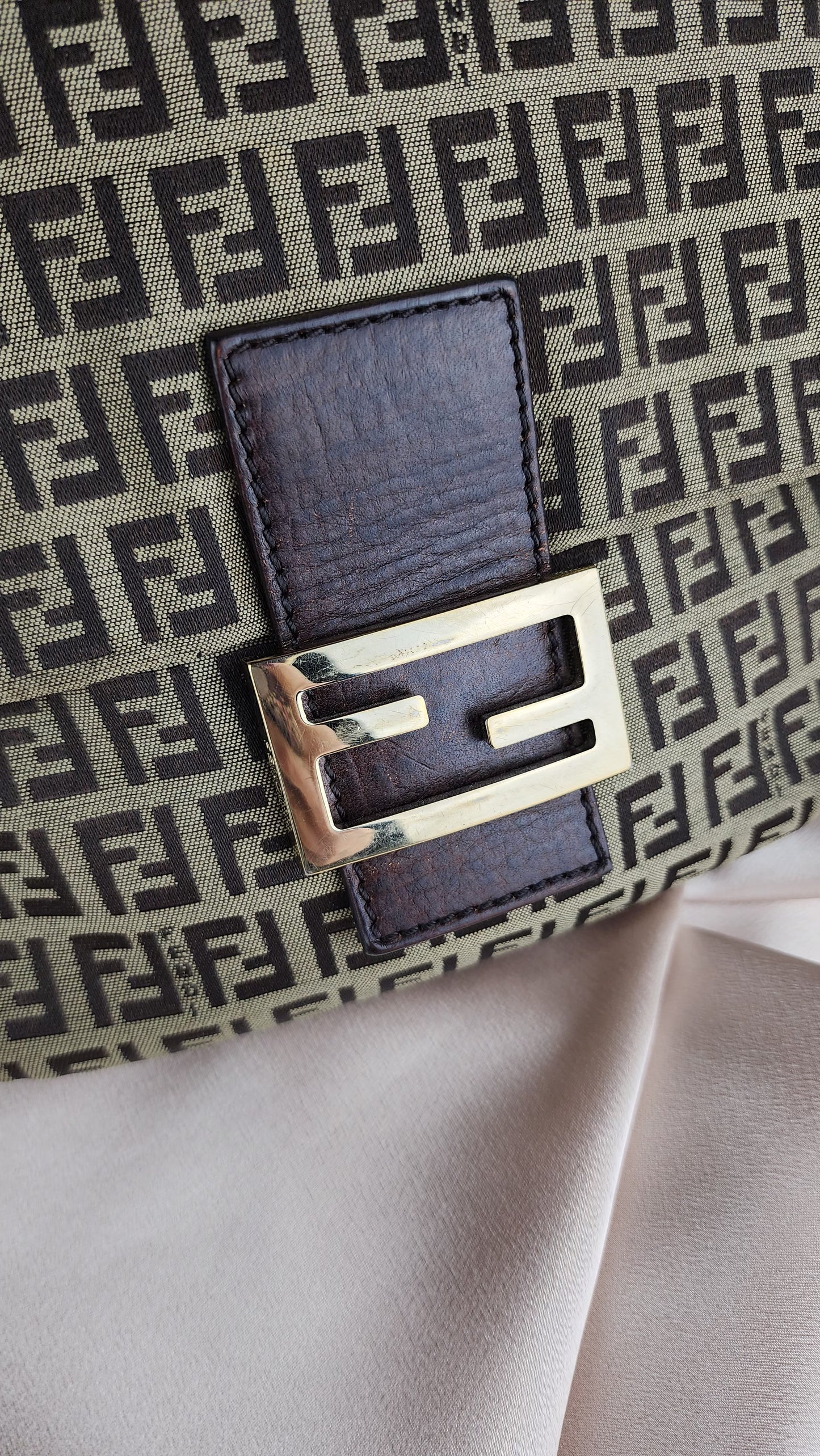 Fendi Zucchino Print Mama Baguette Crossbody Bag