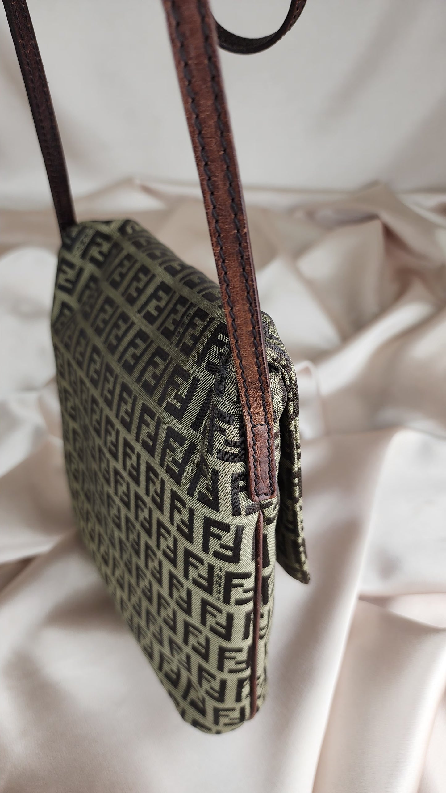 Fendi Zucchino Print Mama Baguette Crossbody Bag