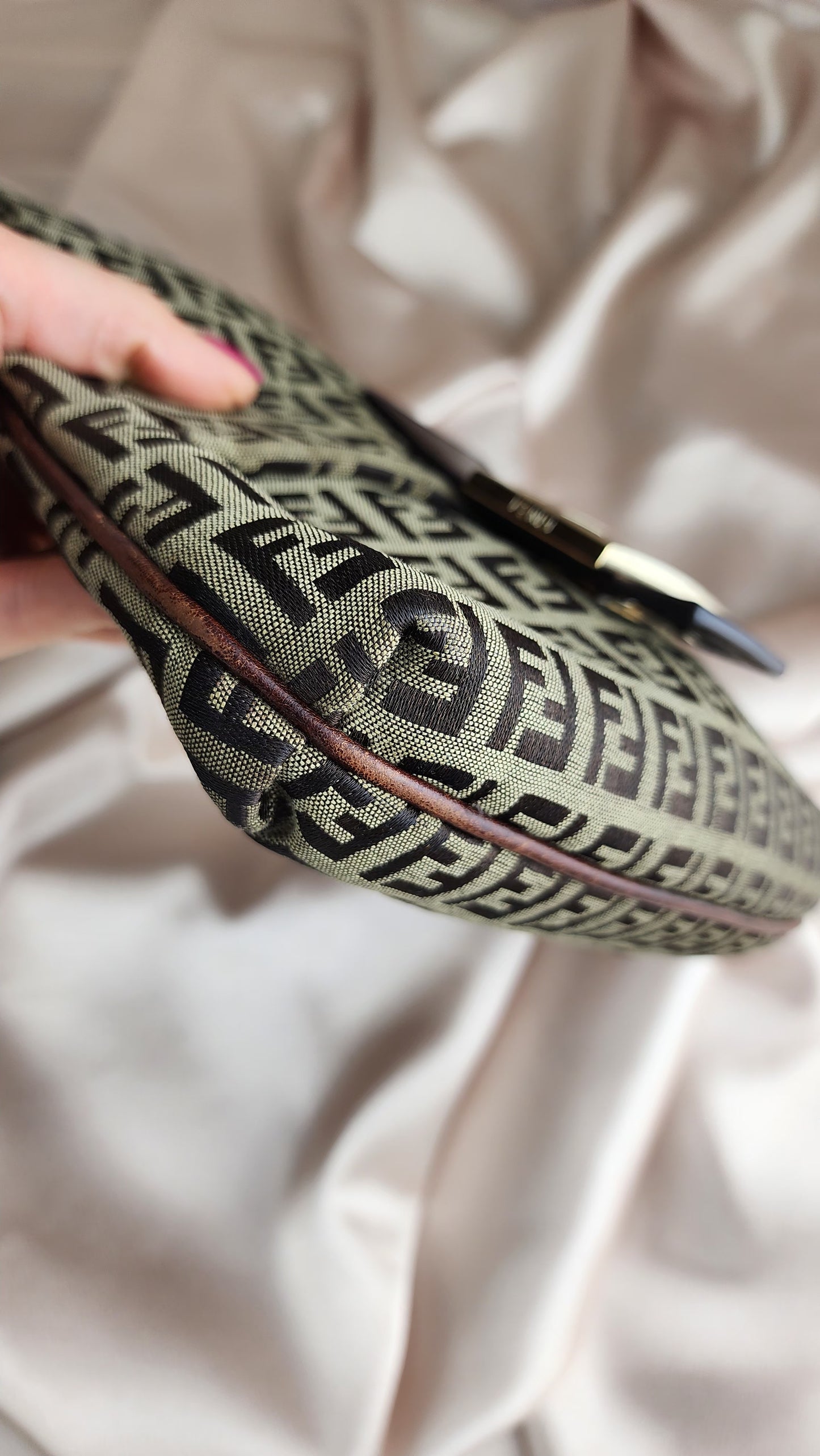 Fendi Zucchino Print Mama Baguette Crossbody Bag