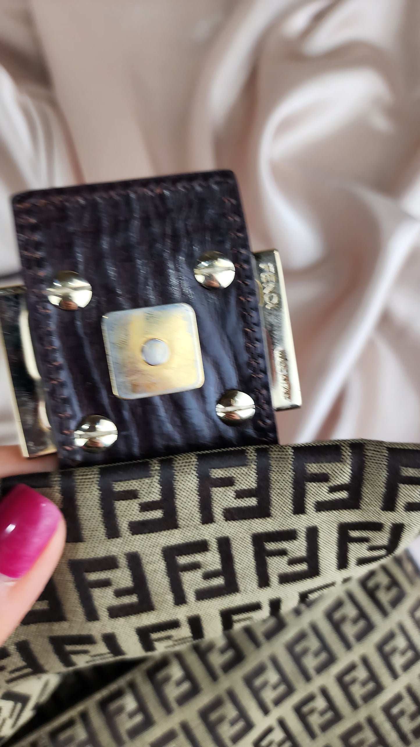 Fendi Zucchino Print Mama Baguette Crossbody Bag