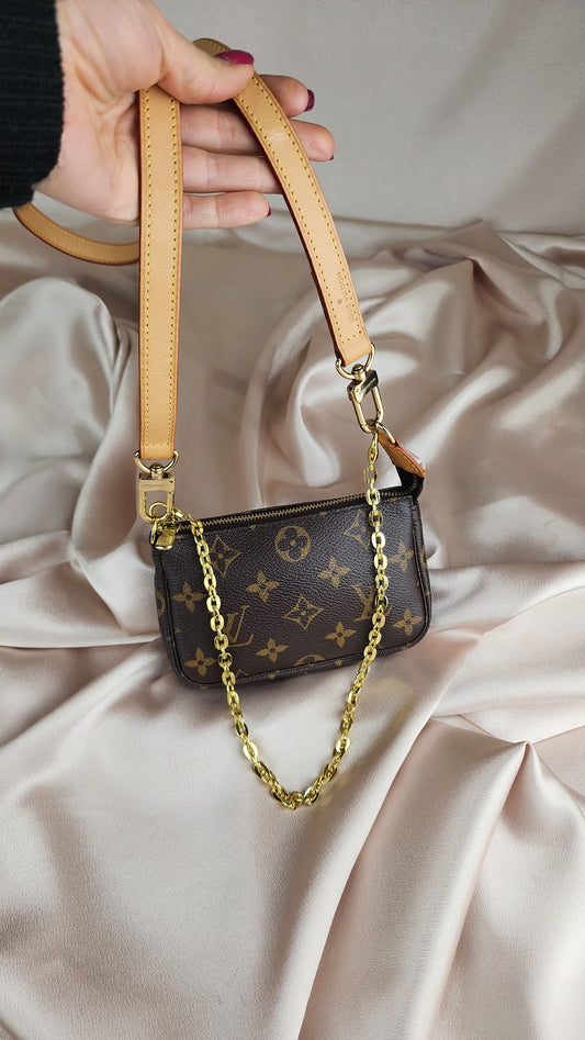 Louis Vuitton Mini Pochette with off market chain