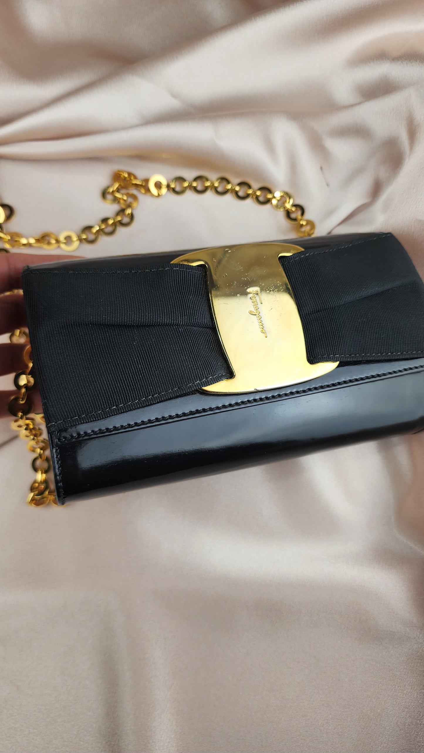 Salvatore Ferragamo Bow Clutch with Crossbody Chain