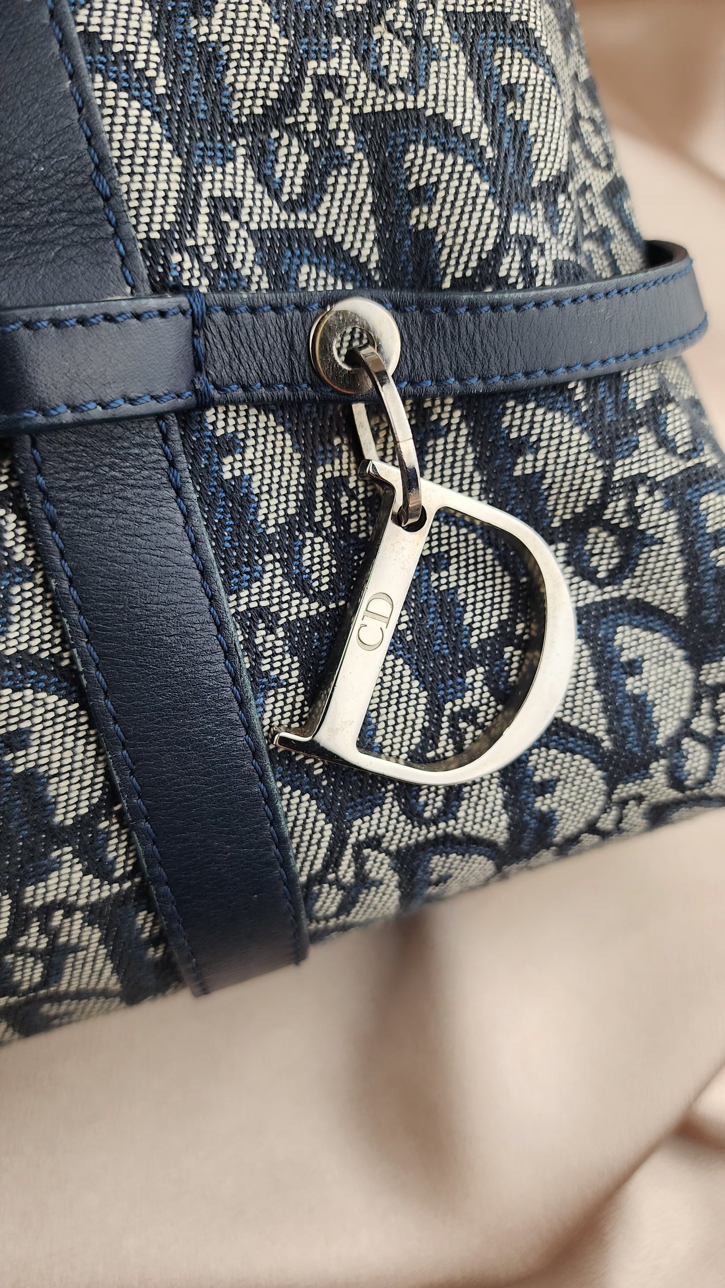 Christian Dior Trotter Print Navy Blue Bowling Bag