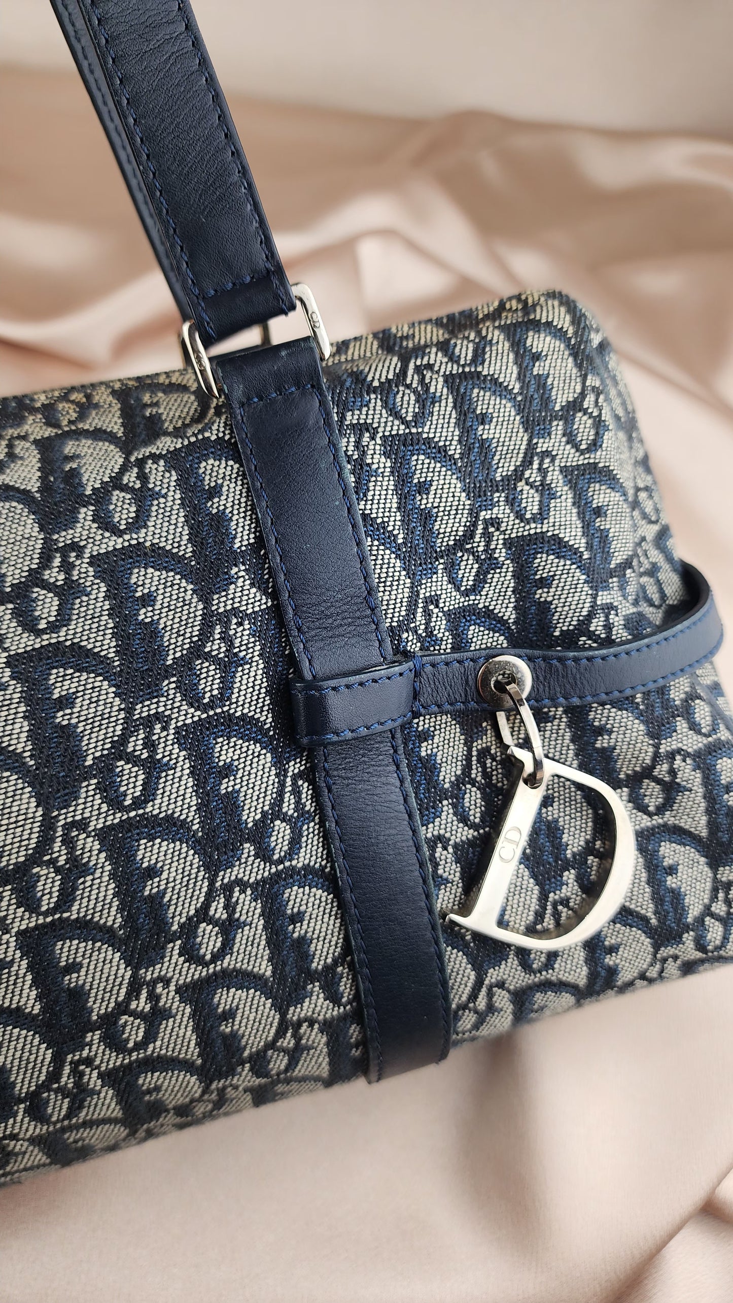 Christian Dior Trotter Print Navy Blue Bowling Bag