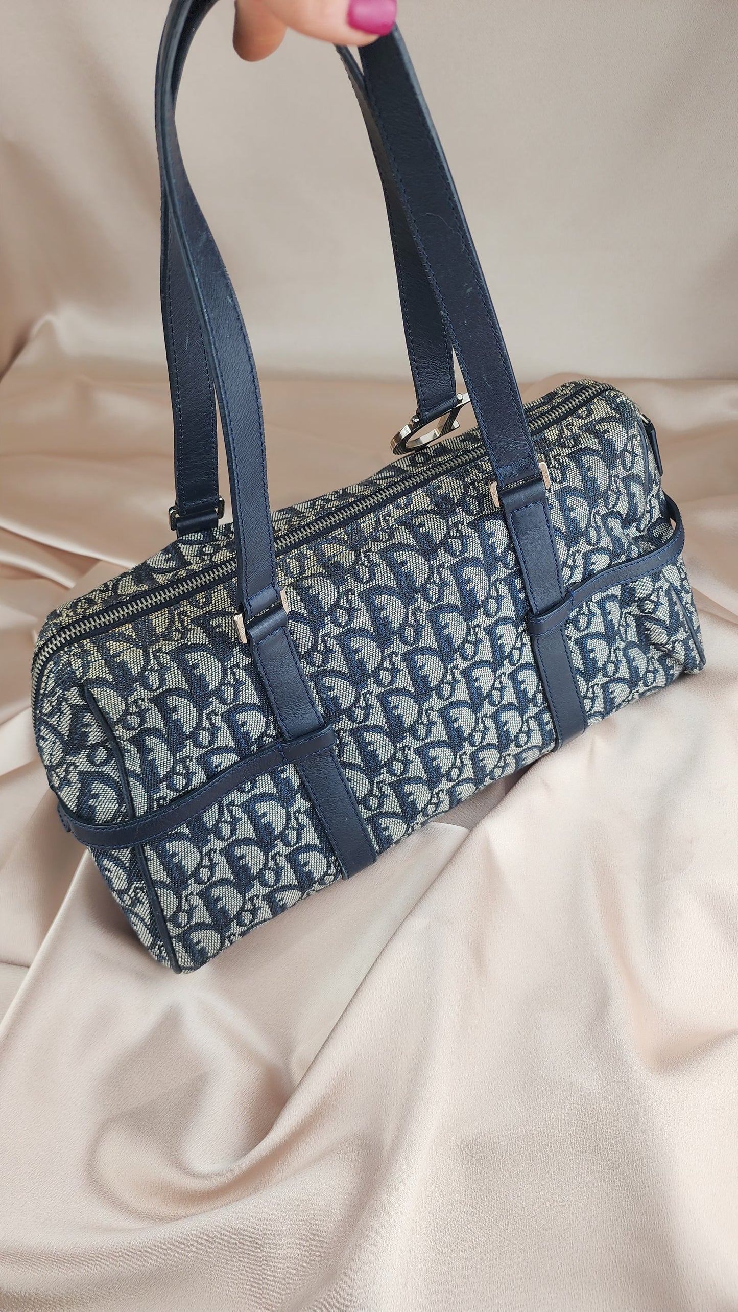 Christian Dior Trotter Print Navy Blue Bowling Bag