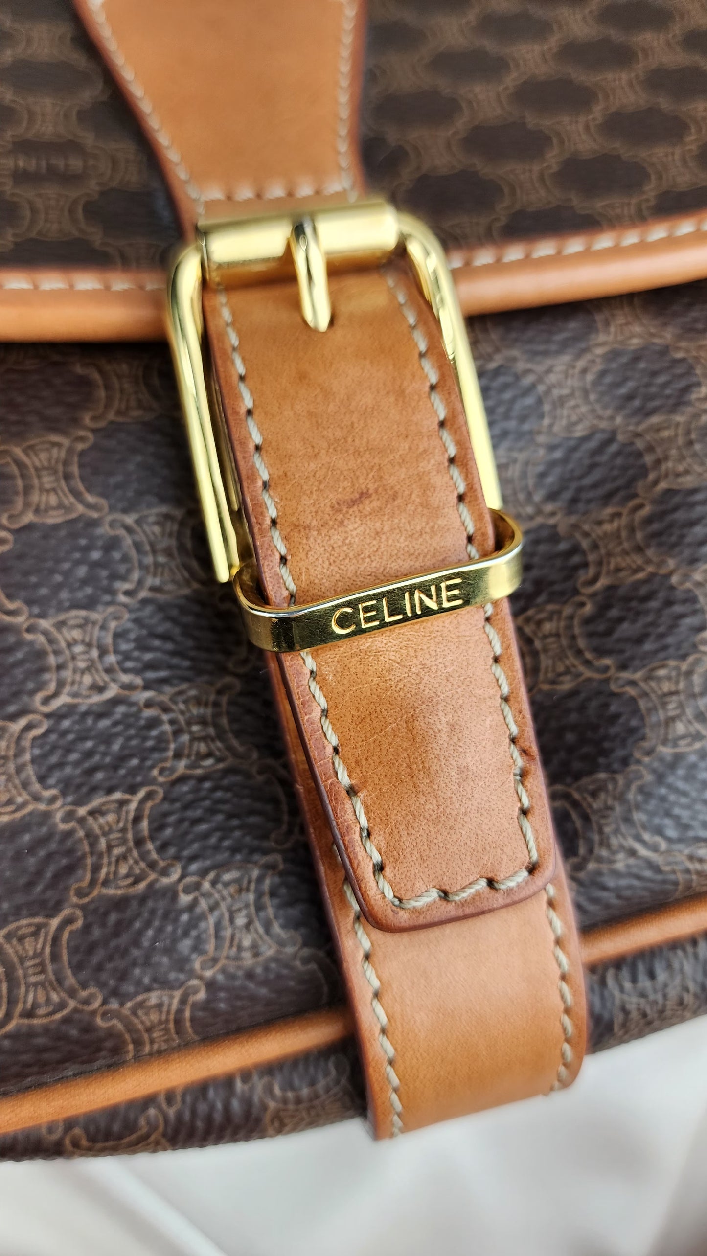 Celine Macadam Print Crossbody Brown