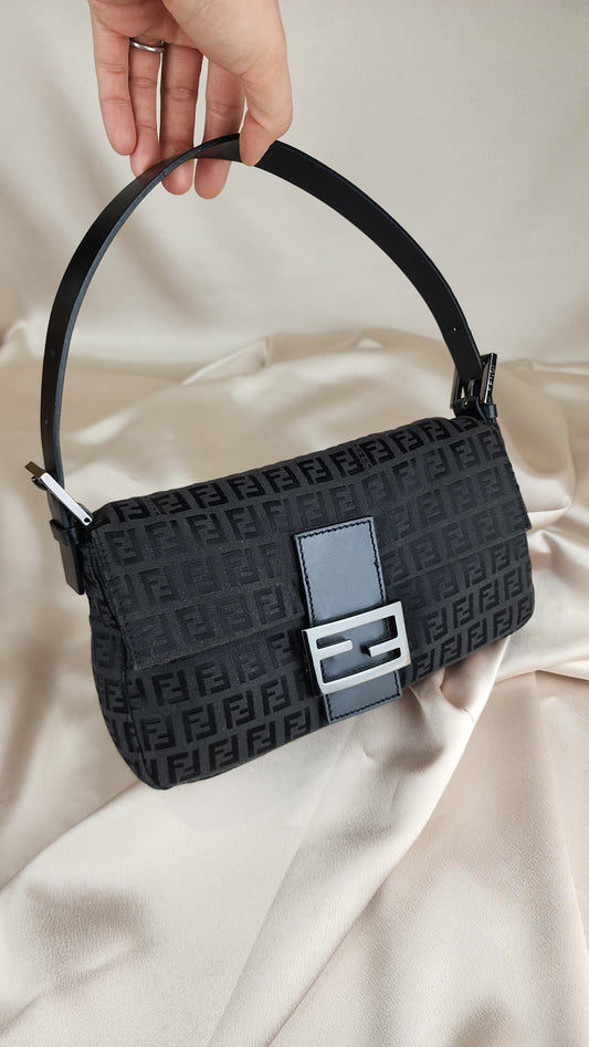 Fendi Black Zucchino Baguette