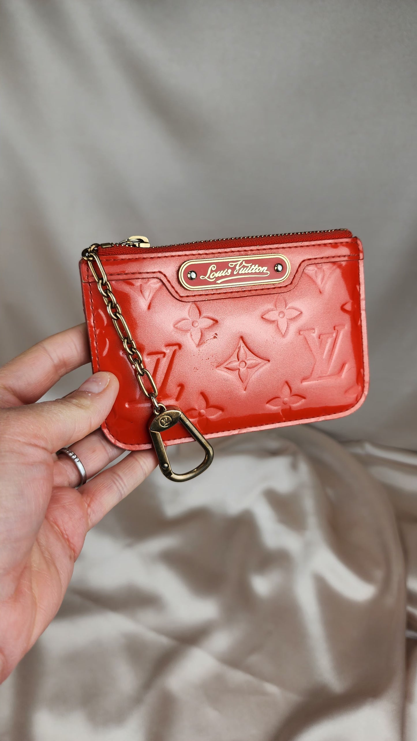 Louis Vuitton Red Vernis Leather Key Cles