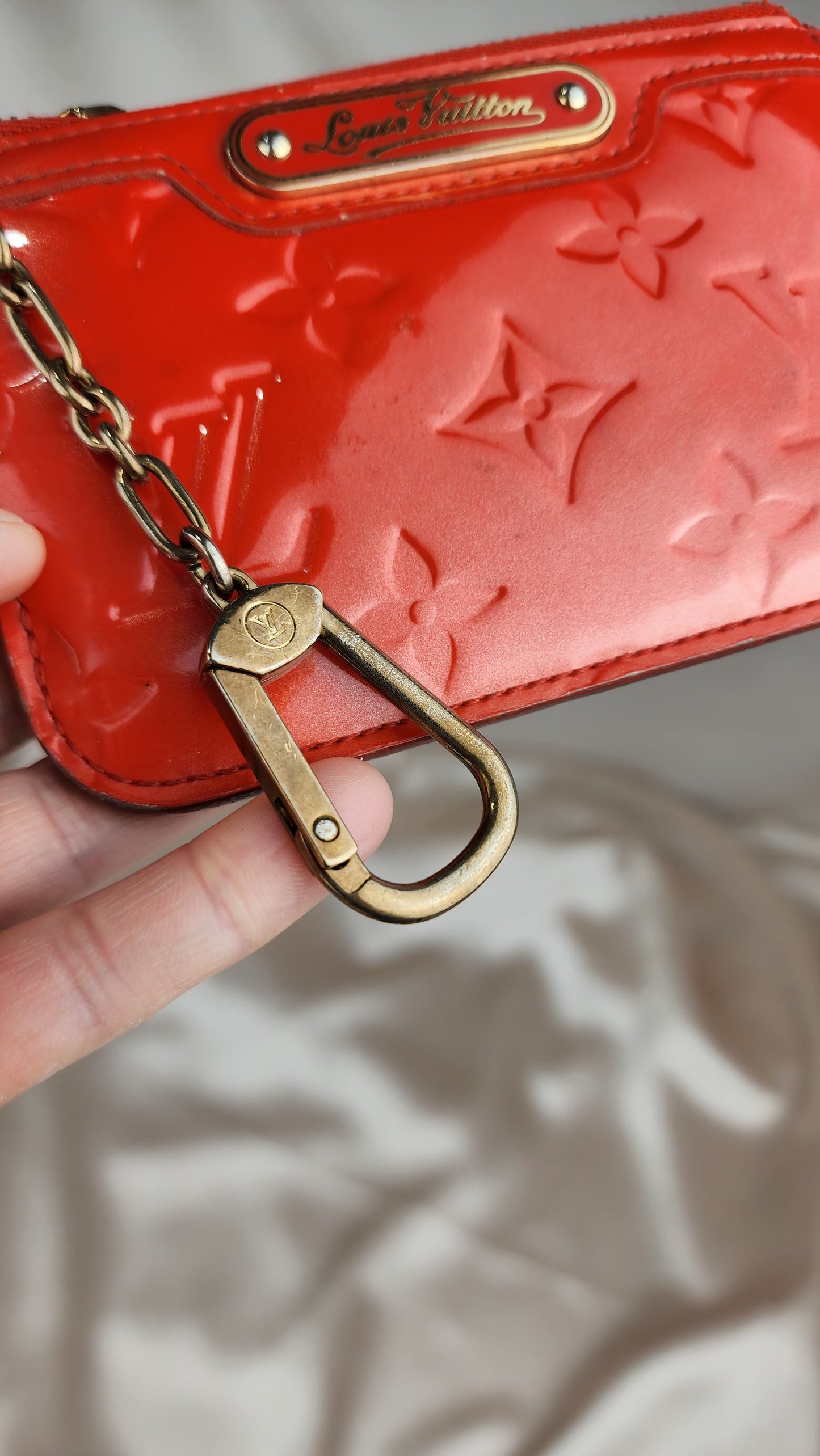 Louis Vuitton Red Vernis Leather Key Cles