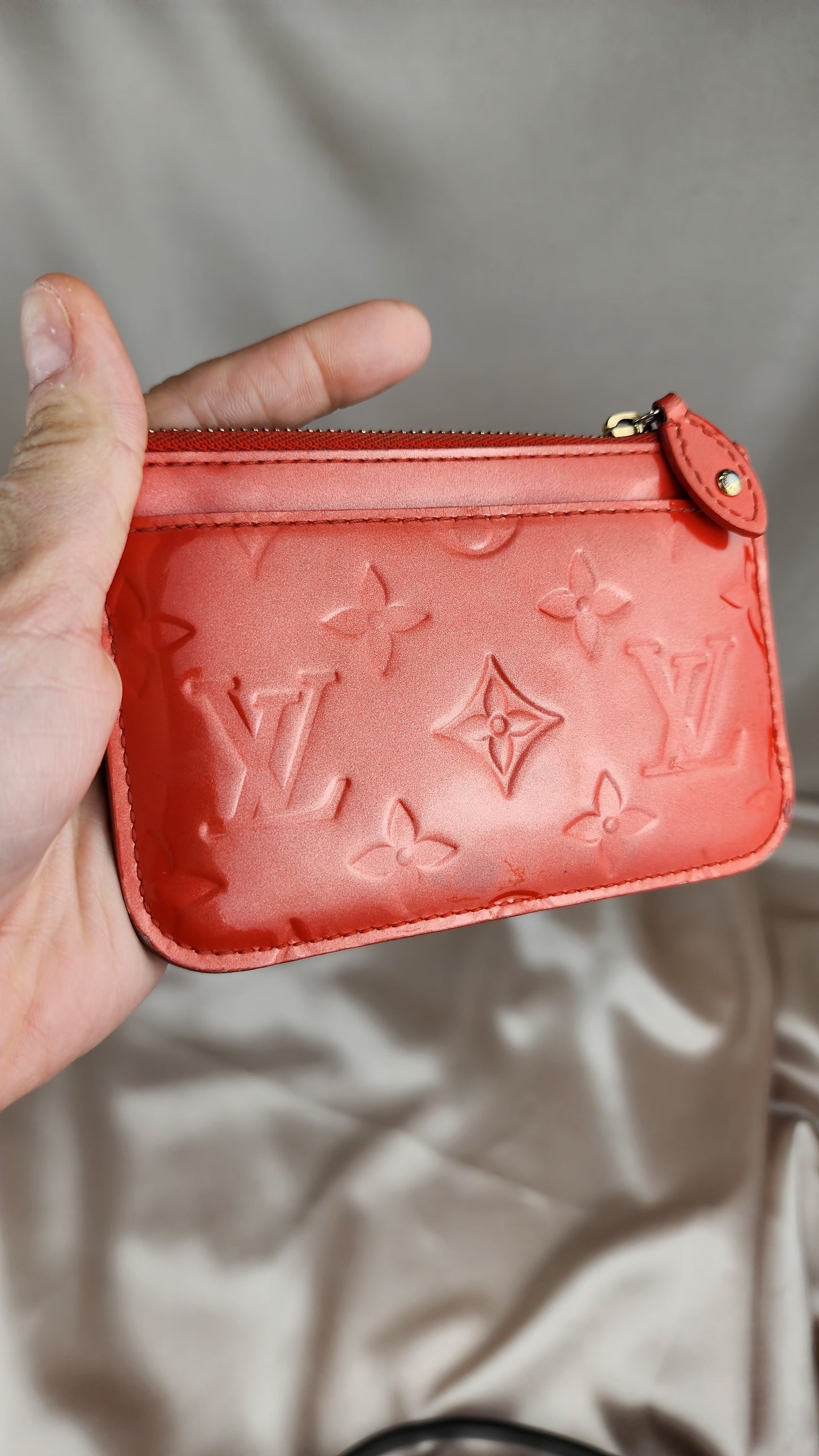 Louis Vuitton Red Vernis Leather Key Cles